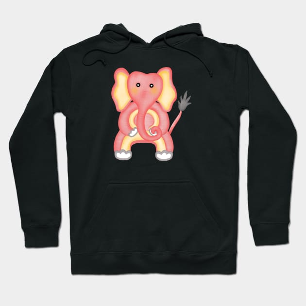 Cute pink elephant exercise. Hoodie by Onanong art design shop.